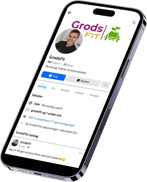 GrodsFits Facebook-side vist på en telefon