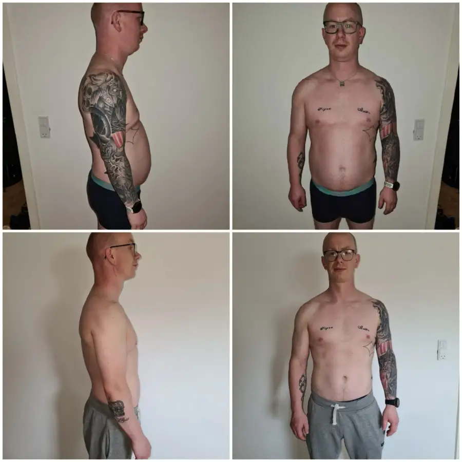 Alex, før og efter forløbet hos GrodsFit