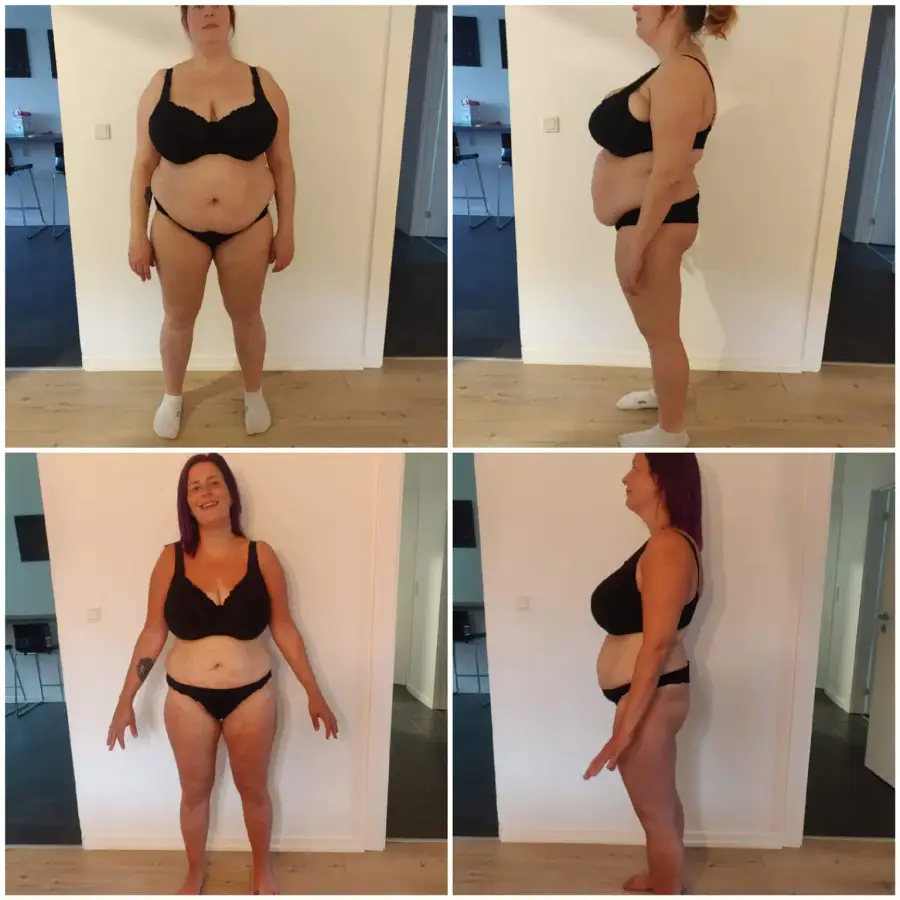 Helle, før og efter forløbet hos GrodsFit