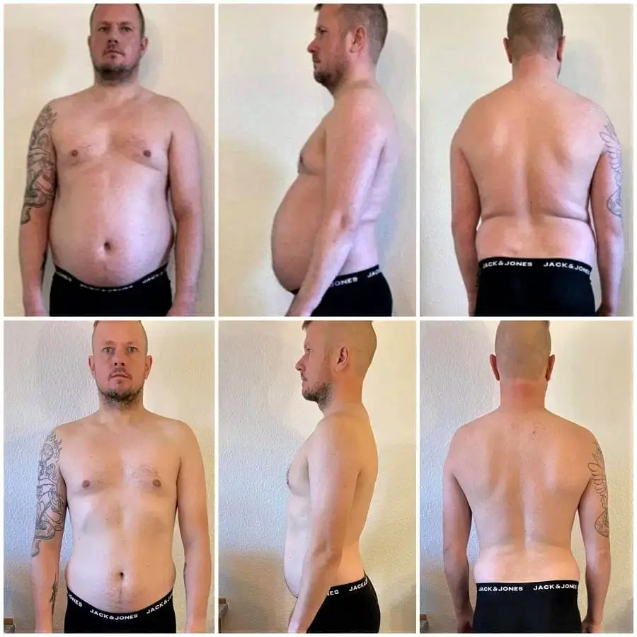 Peter, før og efter forløbet hos GrodsFit